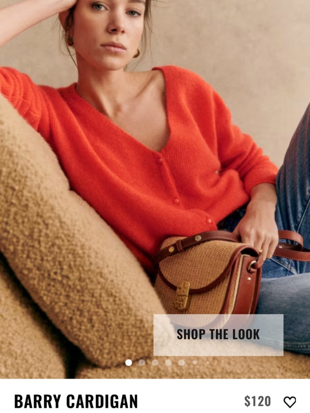 Sezane Barry Cardigan - Bright Orange/red